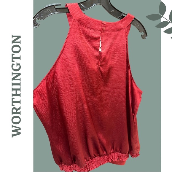 🛍️3/$40 Worthington Red Jacquard Sleeveless Blouse with Elastic Waist Size 2X - Picture 3 of 6